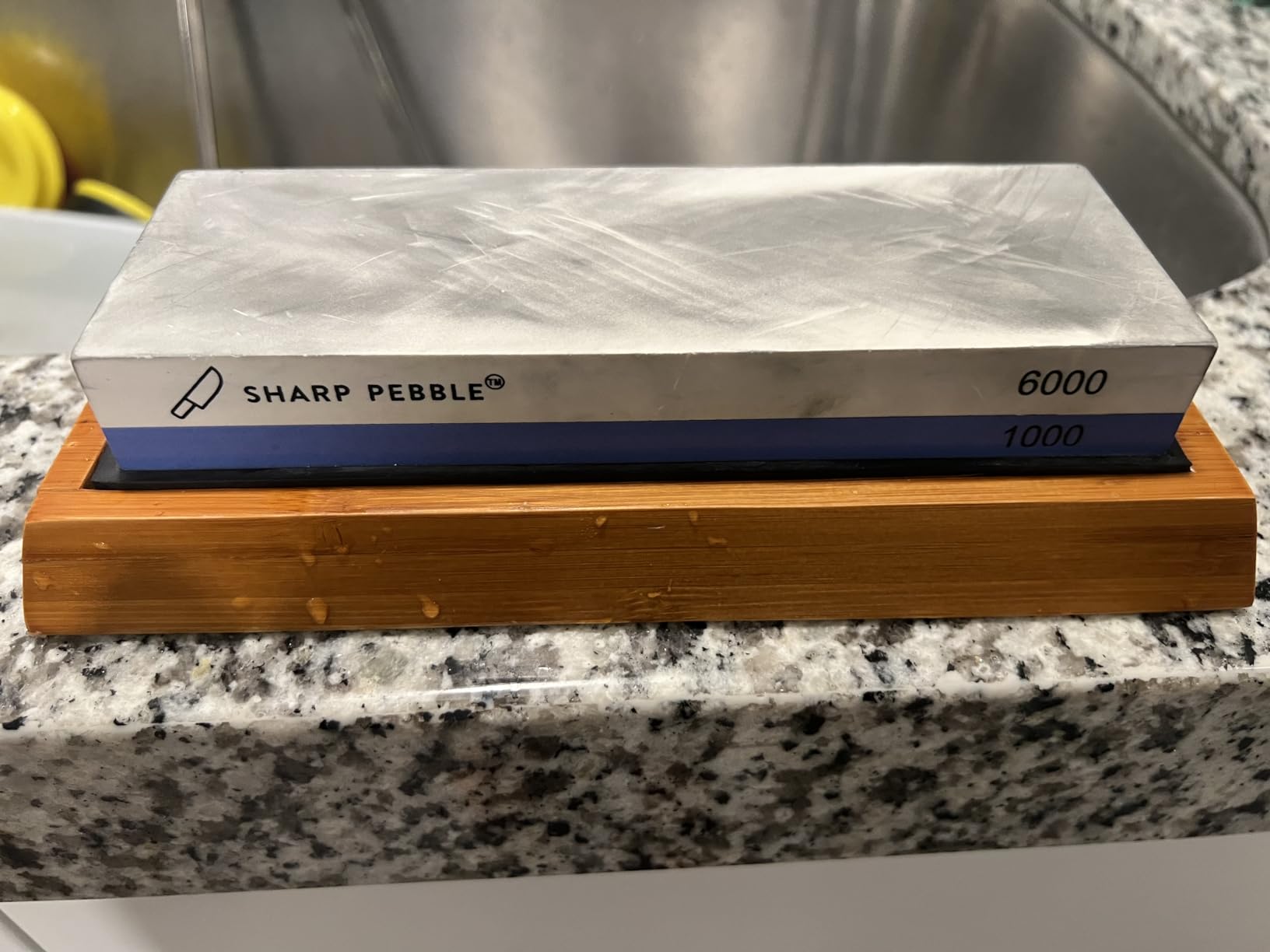 Sharp Pebble Whetstone Knife Sharpener - 1000/6000 Grit Sharpening Stone | Angle Guide for Foolproof Results - Wet Stone Sharpener & Honing Kit with Non-Slip Bamboo Base- Guided Beginner Instructions customer photo 2