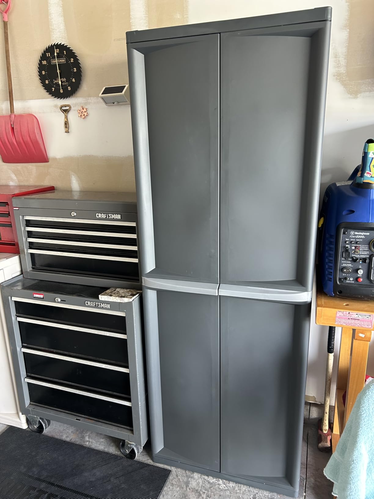 Sterilite 4 Shelf Cabinet, Lockable Utility Storage, Gray | Adjustable Shelves - Plastic Shelving Unit for Organizing Garage, Pantry, Basement, Laundry Room or Mudroom customer photo 1
