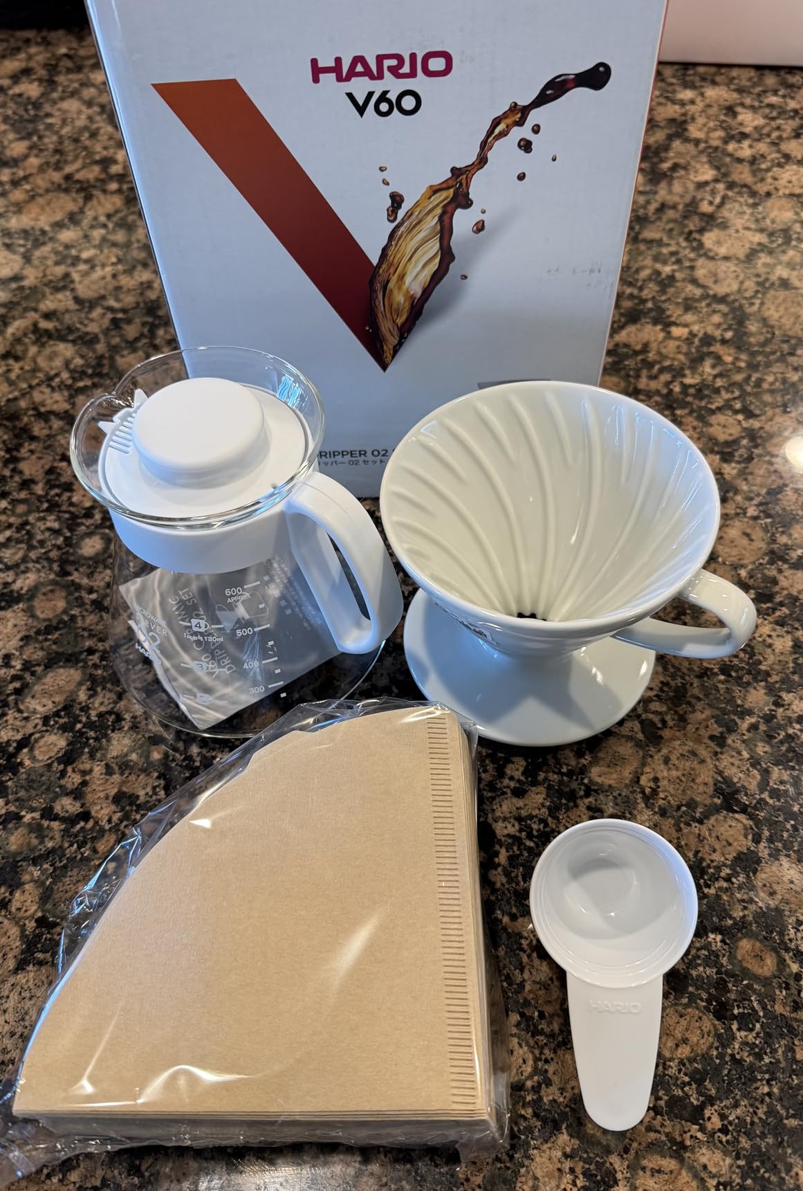 Hario V60 Ceramic Pour Over Coffee Set, Size 02, White customer photo 1