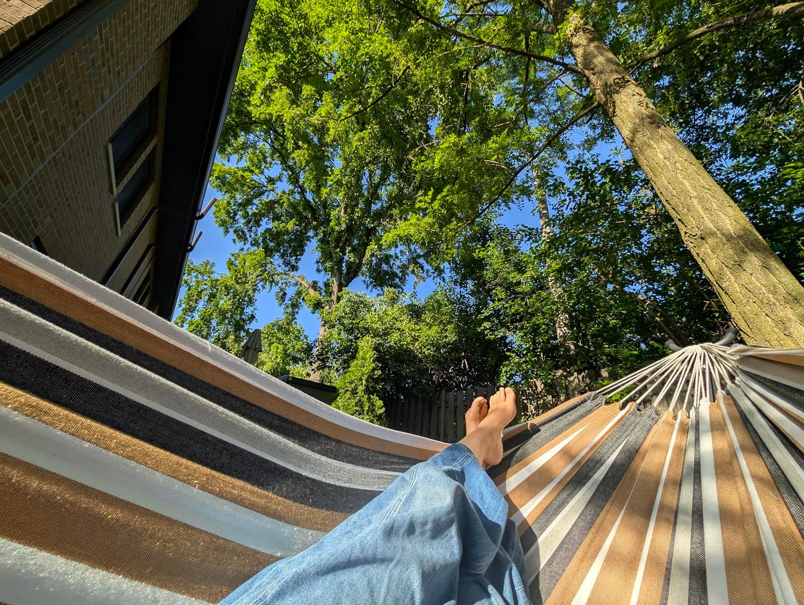 Amazon Basics Double Portable Hammock with Space Saving Steel Stand and Carrying Case, 2 Person, 470lb Capacity, Multi Color, 118