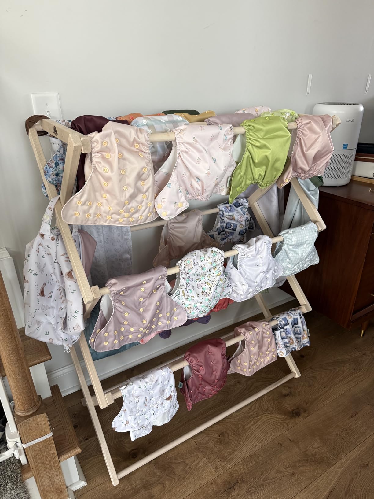 Pennsylvania Woodworks Clothes Drying Rack: Solid Maple Hard Wood Laundry Rack for Sweaters, Blouses, Lingerie & More, Durable Folding Drying Rack, Made in USA, No Assembly Needed, Medium customer photo 2