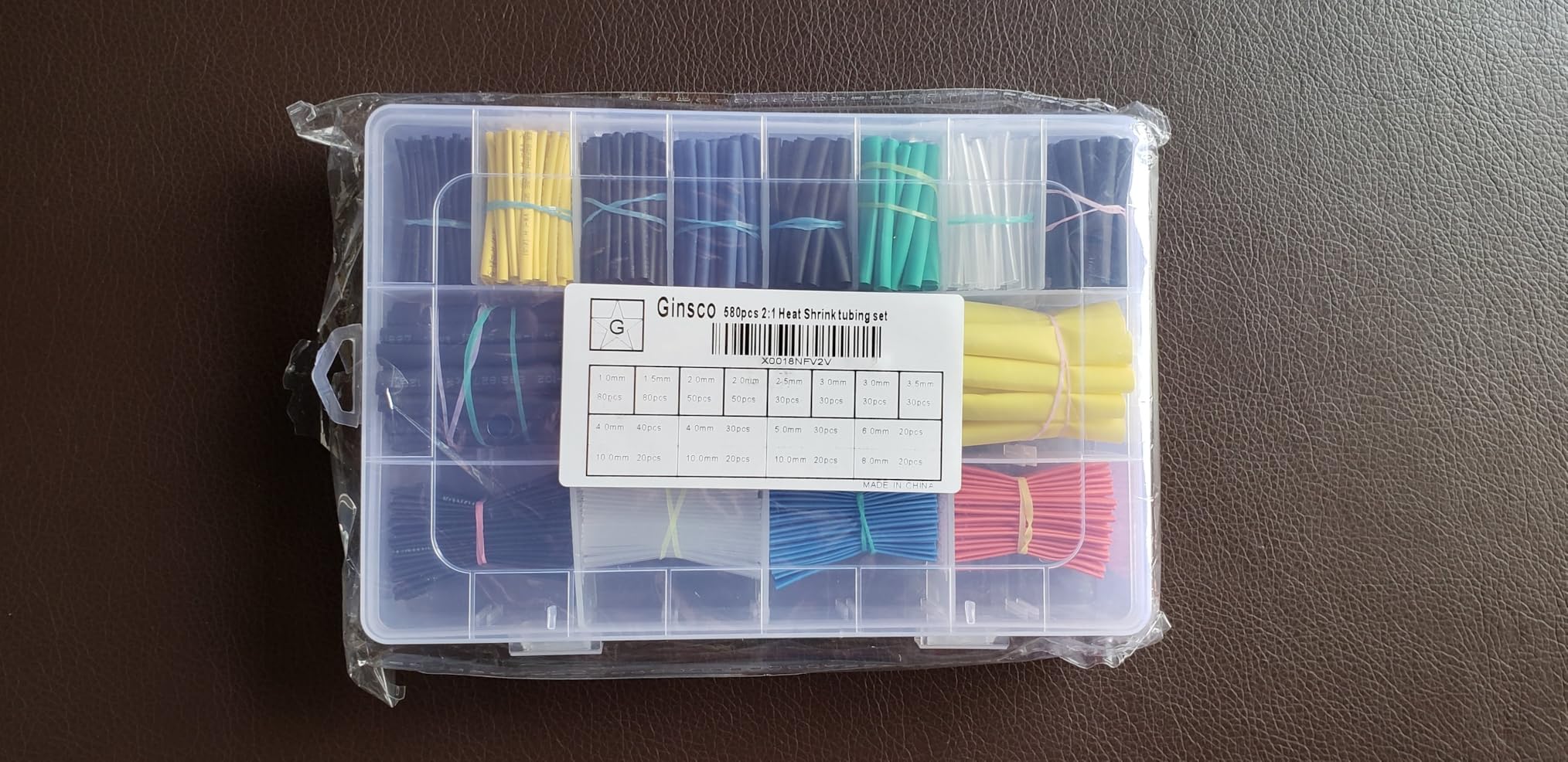 Ginsco 580 pcs 2:1 Heat Shrink Tubing Kit 6 Colors 11 Sizes Assorted Sleeving Tube Wrap Cable Wire Kit for DIY customer photo 1