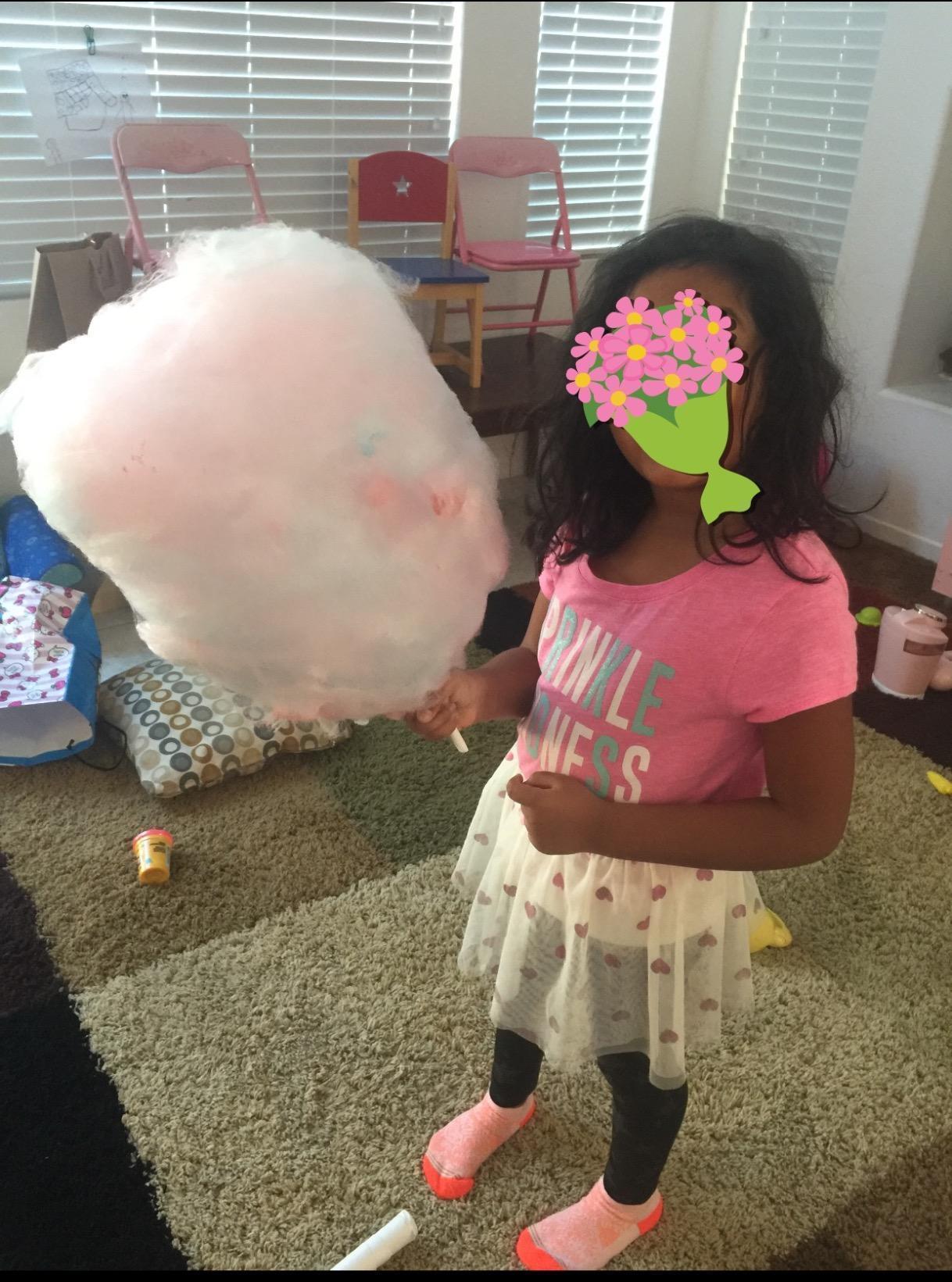 The Candery Cotton Candy Machine - Bright, Colorful Style- Makes Hard and Sugar Free Candy, Sugar Floss, Homemade Sweets for Birthday Parties - Includes 10 Cones & Scooper customer photo 2