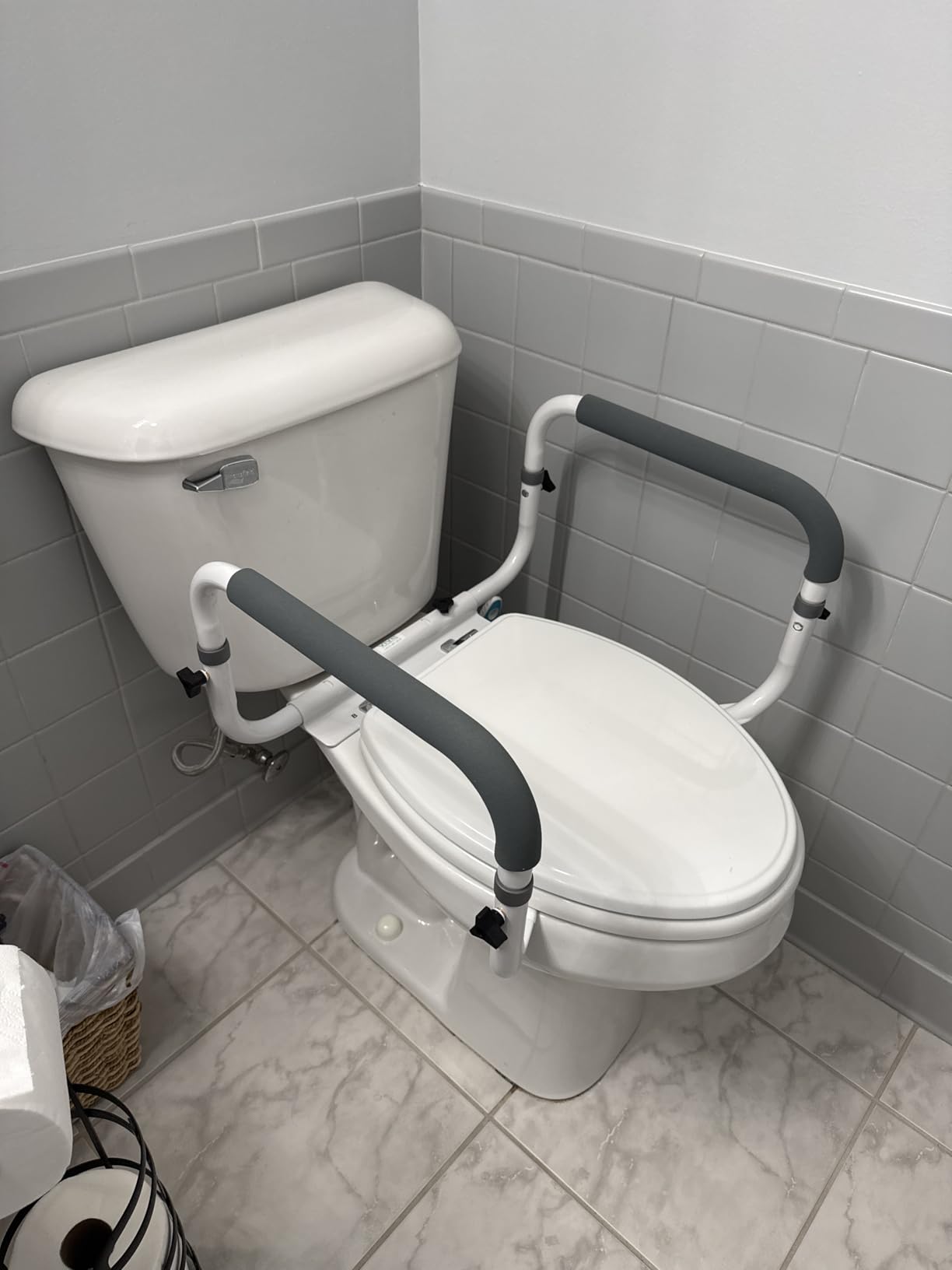 Vive Toilet Safety Rail - Adjustable Grab Bar - Compact Support Frame | Handrail for Bathroom Toilet Seat - Easy Installation for Handicap Senior Bariatrics, Elderly Balance - Padded Hand Armrest customer photo 2