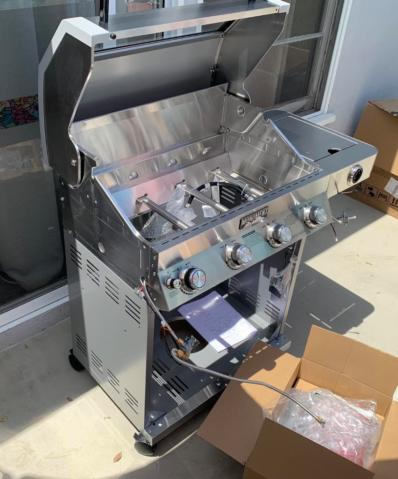 Monument Grills Larger 4+2 Burner Propane Gas Grills Stainless Steel Cabinet Style with Clearview Lid, Knob Controls, Built-In Thermometer, Infrared Side Sear Burners & Side Burners, Outdoor Use customer photo 1