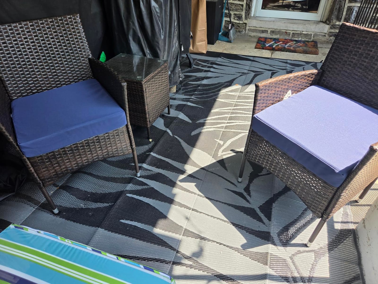 Devoko 3 Piece Patio Furniture Set Outdoor Wicker Conversation (Brown) | PE Rattan Patio Porch Table and Chairs Set of 2 for Balcony Garden and Yard customer photo 1