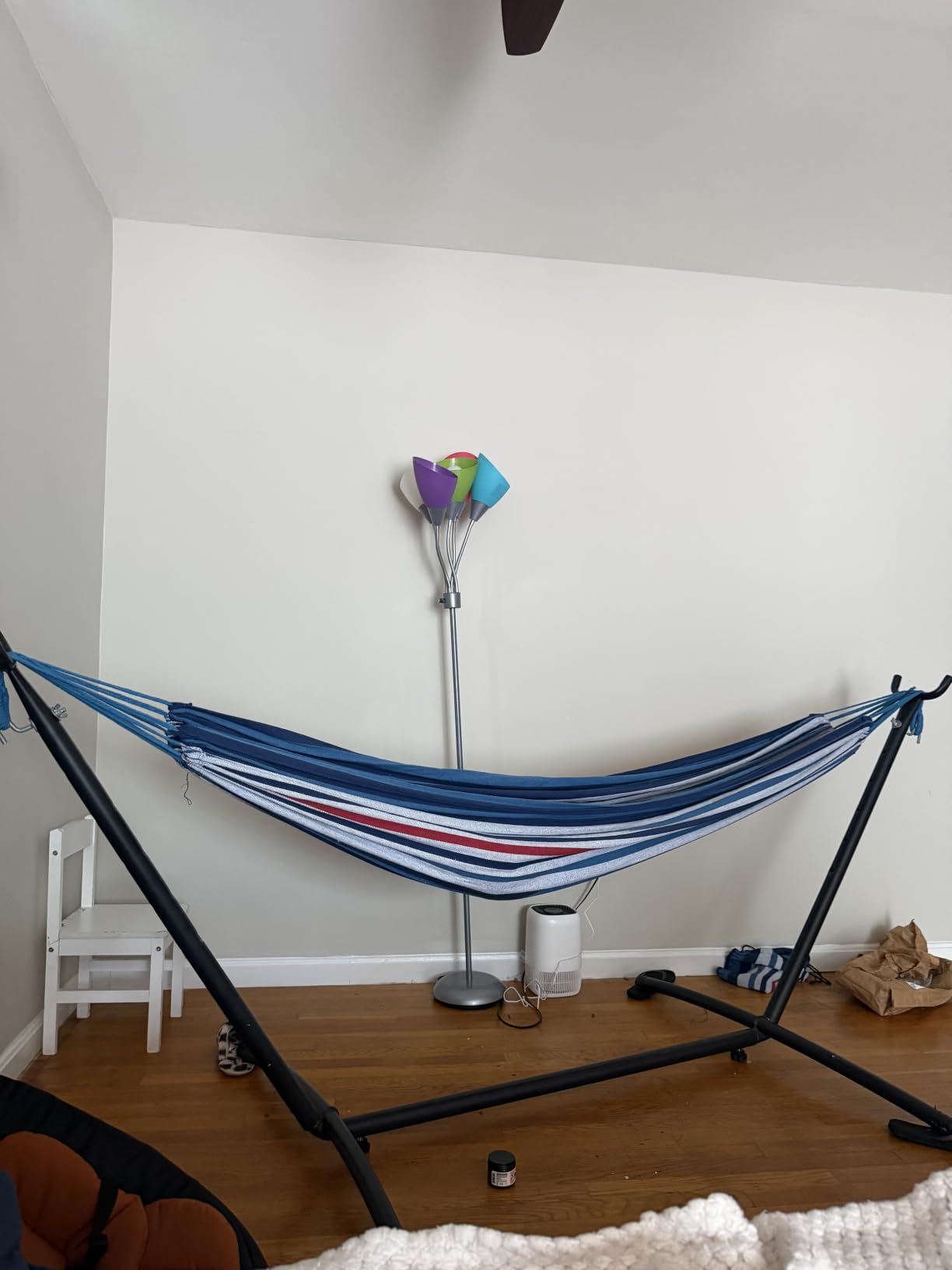 ANYOO Cotton Camping Hammock Portable with Tree Straps Holds 660lbs | Breathable Weave, Hanging Sturdy Hammocks with Carry Bag, Easy Storage, Outdoor/Indoor Garden Patio Backyard customer photo 2