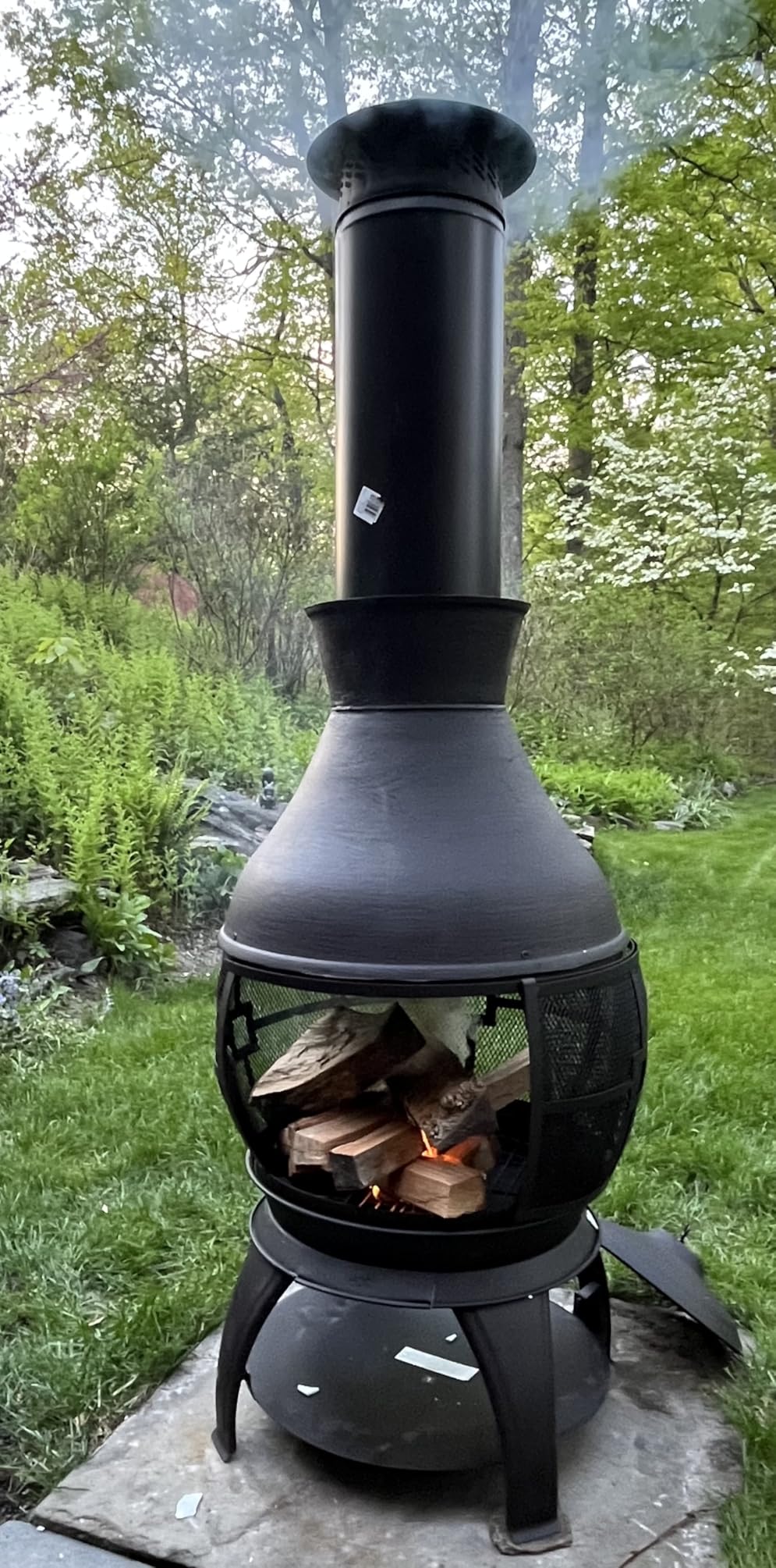BALI OUTDOORS Chiminea Outdoor Fireplace | Outdoor Wood Burning Fire Pits for Backyard, Garden, Camping, Brown-Black customer photo 2