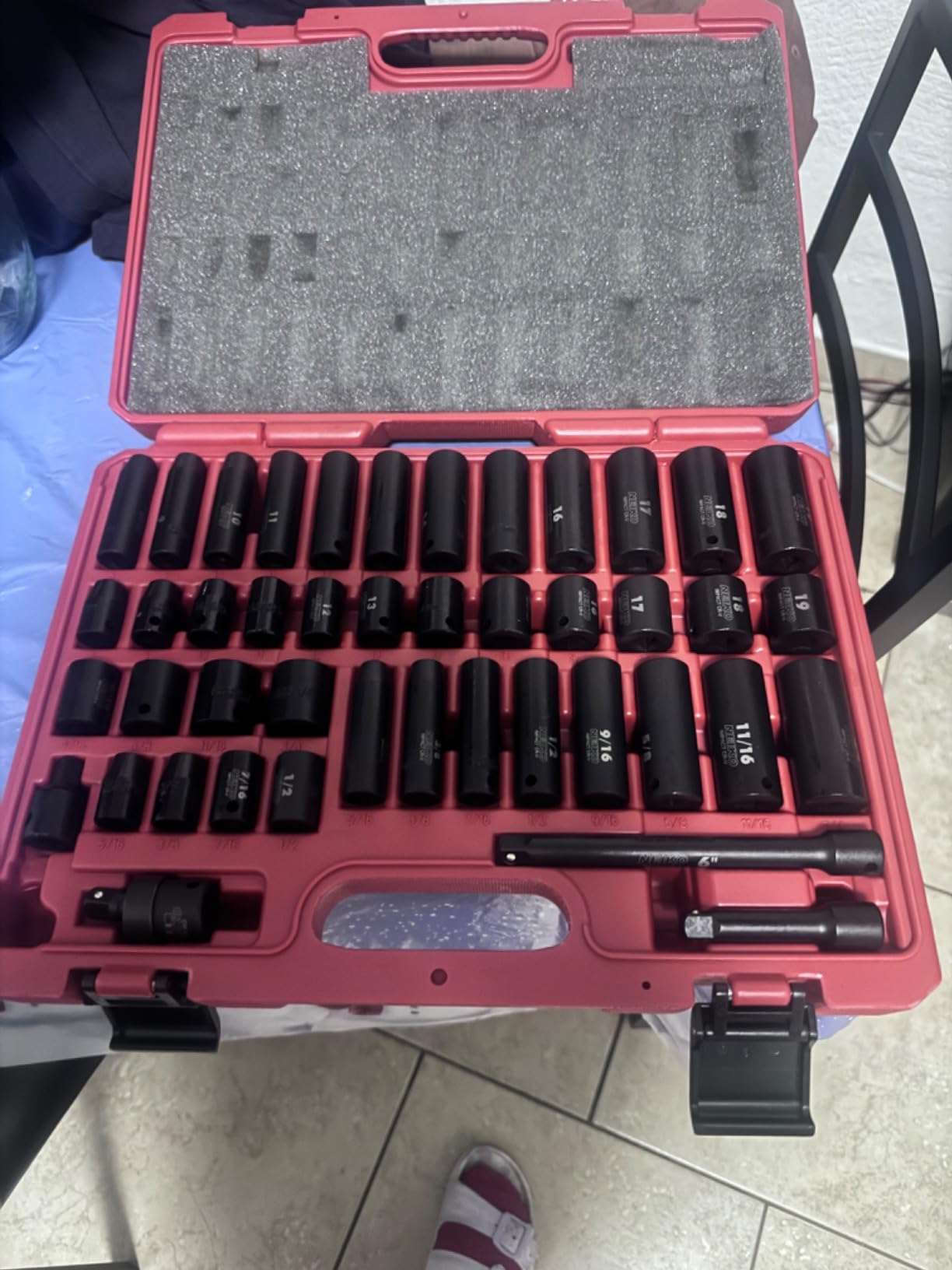 NEIKO 02440A 3/8-Inch-Drive Impact Socket Set, SAE Sizes 5/16