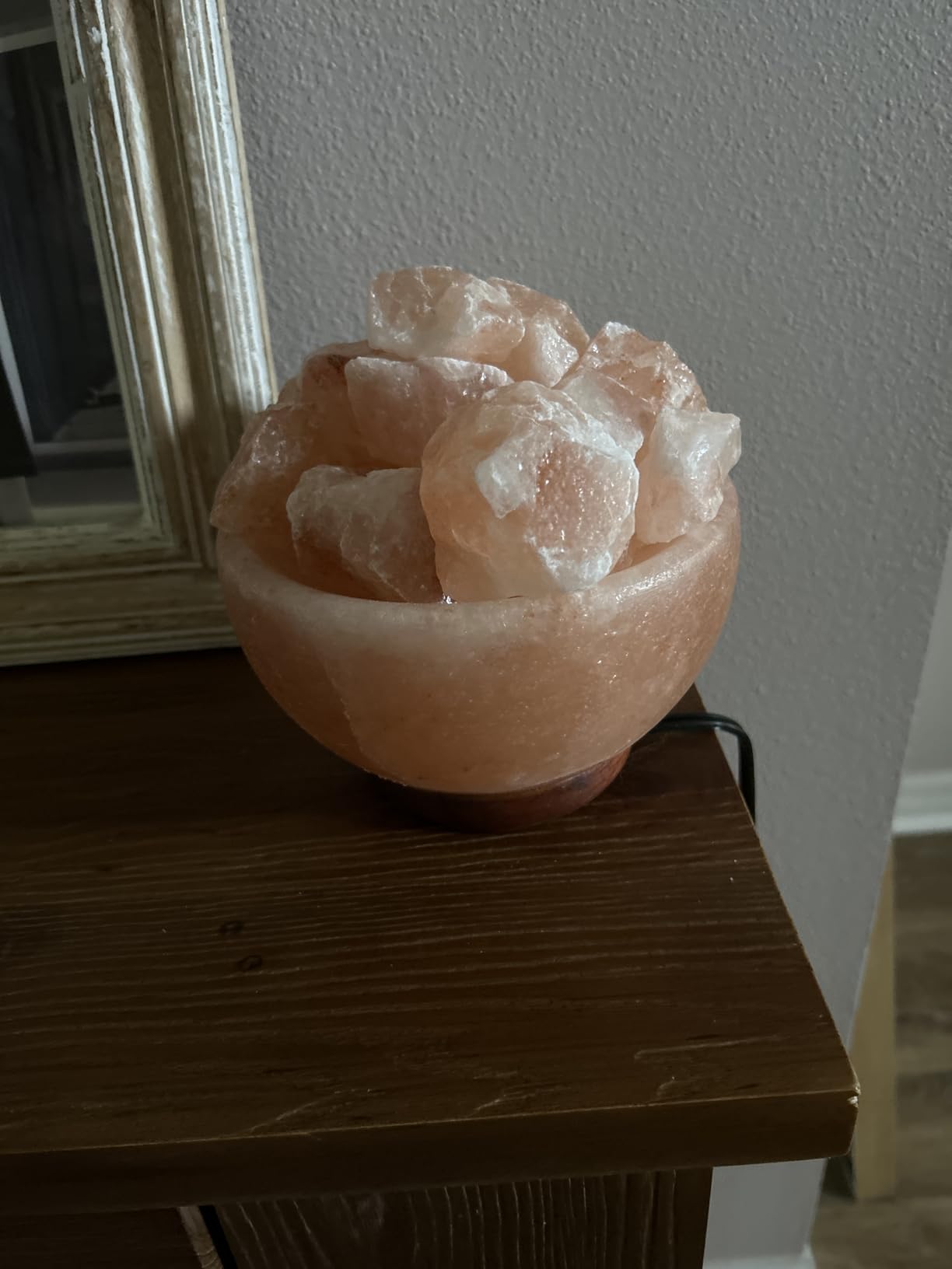 Spantik Himalayan Salt Lamp Bowl with Natural Crystal Chunks, Dimmer Cord and Classic Wood Base Premium Quality Authentic from Pakistan customer photo 2