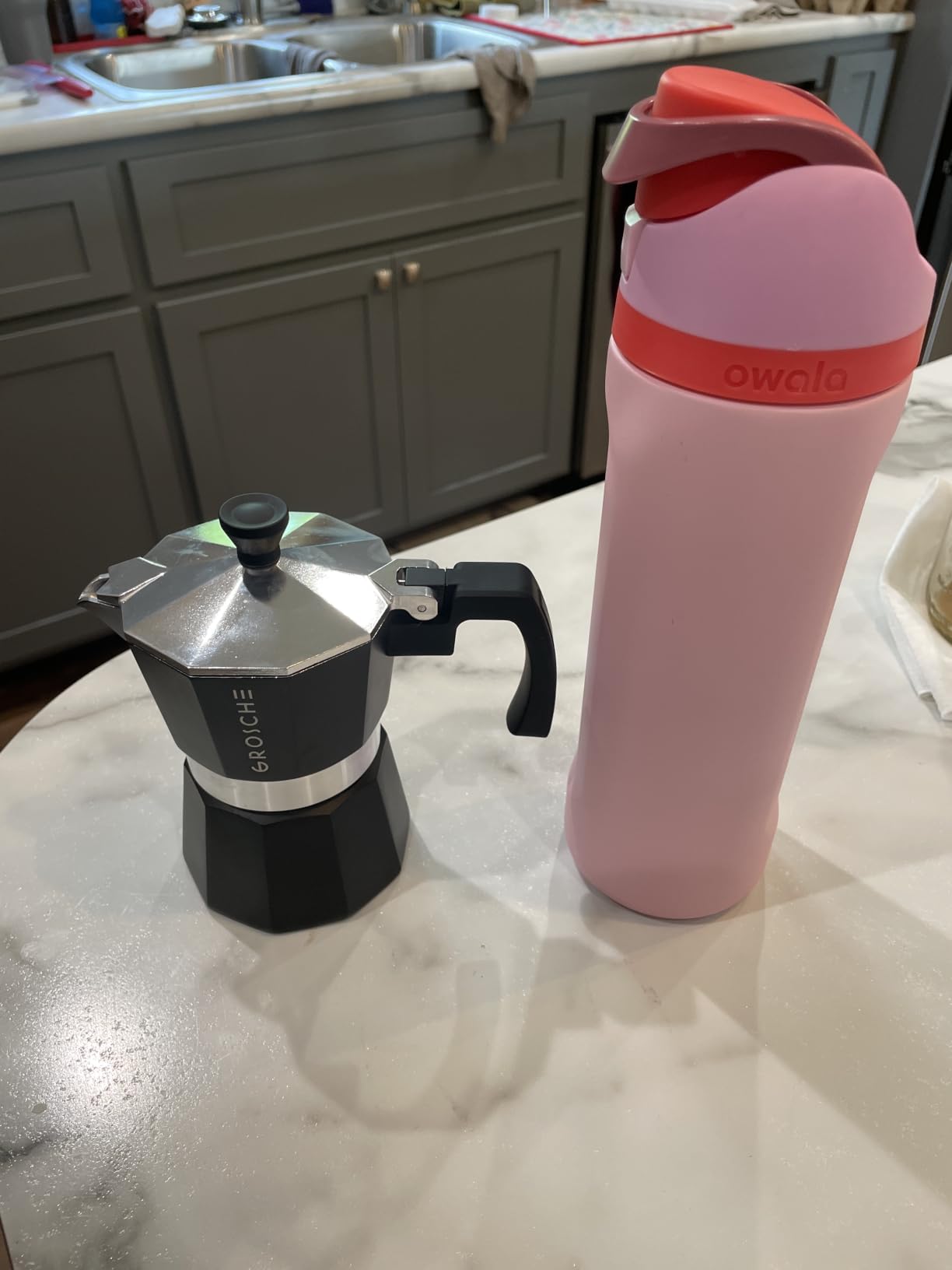 GROSCHE Milano Stovetop Espresso Maker Moka Pot 3 espresso Cup, 5 oz White | Cuban Coffee Maker And Italian Moka Pot For Stovetop Espresso; For Gas, Electric, And Propane Stoves With A Soft-Touch Handle customer photo 1