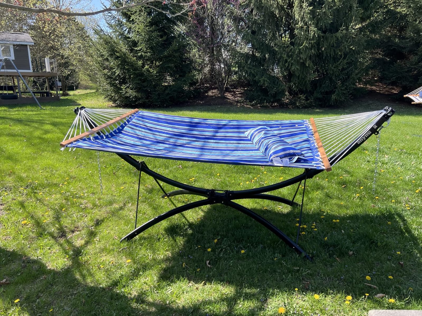 Sunnydaze Quilted Double Hammock for Outside with Pillow, Mountainside | 450 lb Capacity, 74