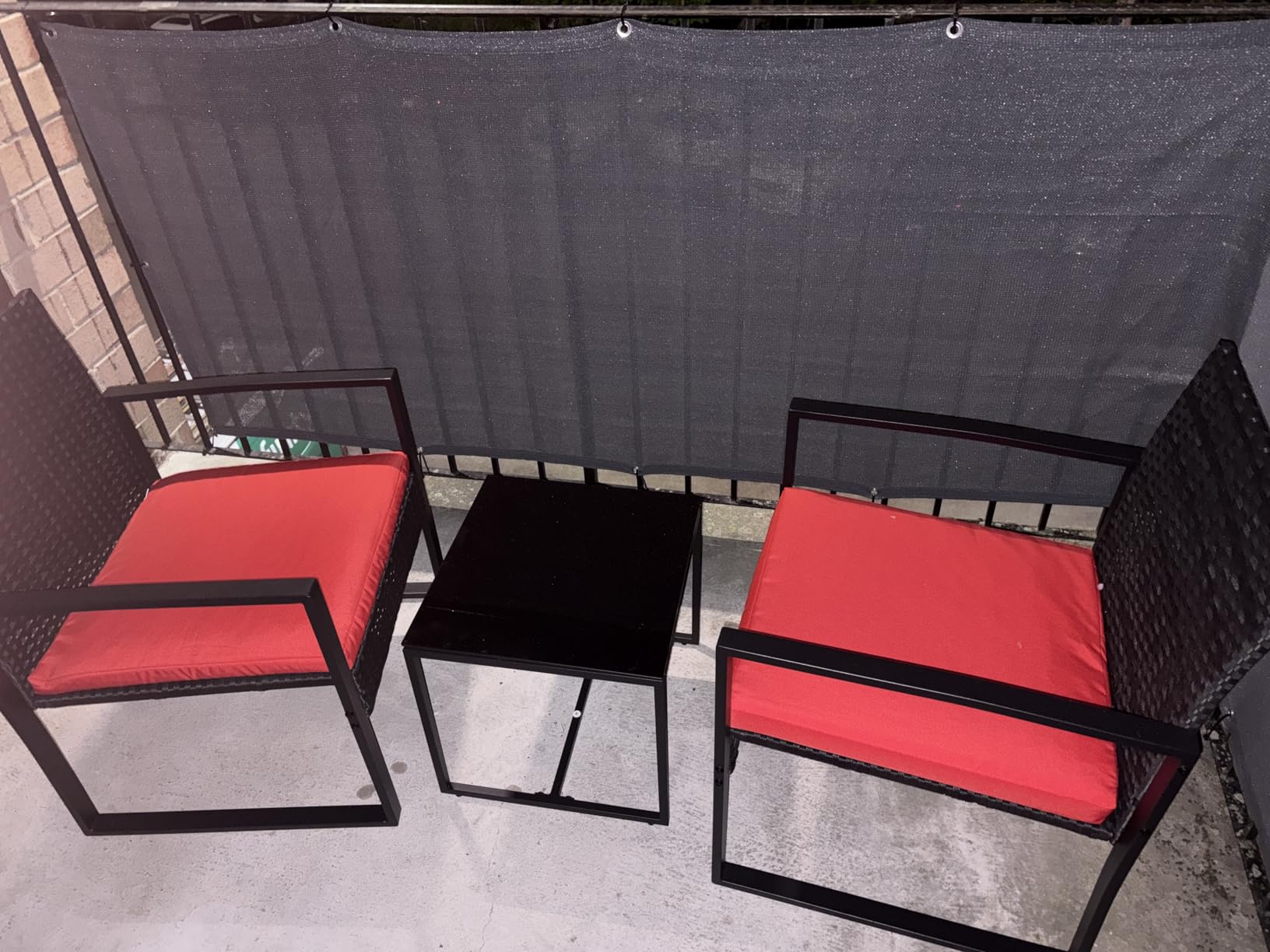 Flamaker 3 Pieces Patio Furniture Set Outdoor Wicker Bistro Chair (Black) | Modern Patio Conversation Rattan Front Porch Chairs Set of 2 with Coffee Table for Balcony and Yard customer photo 1