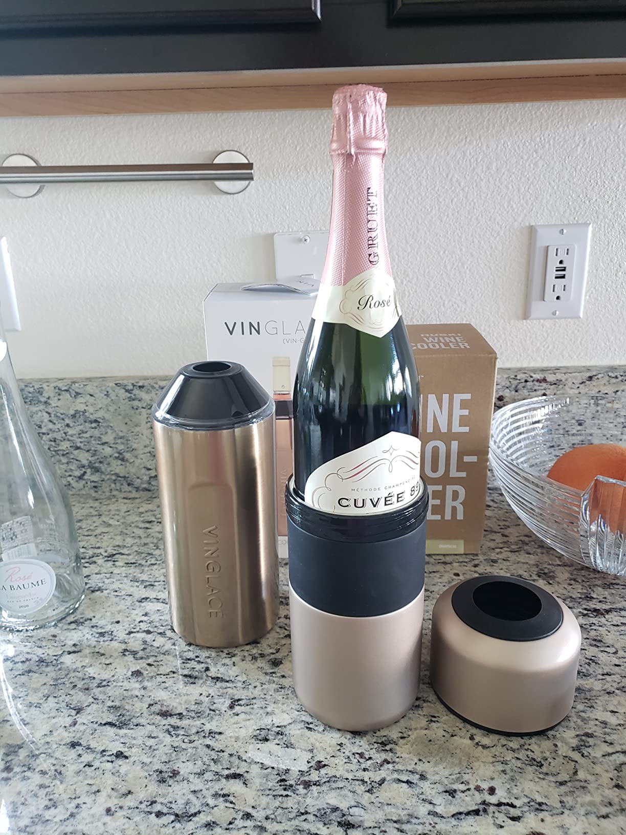 Vinglace Wine Bottle Chiller - Portable Champagne Insulator - Stainless Steel Wine Cooler Sleeve - Keeps Wine Cold (White) customer photo 1