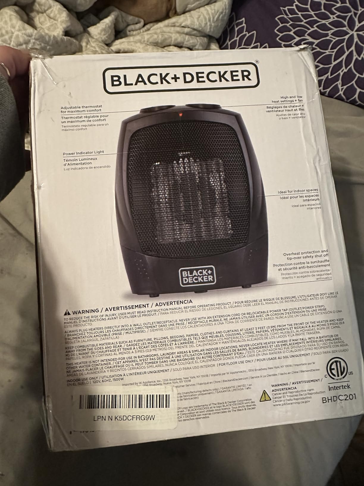 BLACK+DECKER Personal Ceramic Heater, 1500 Watts, BHDC201, Black | Space Heater for Office Desk, Home Office & Personal Use Desk, 2 Heat & Fan Only Settings, Adjustable Thermostat customer photo 2