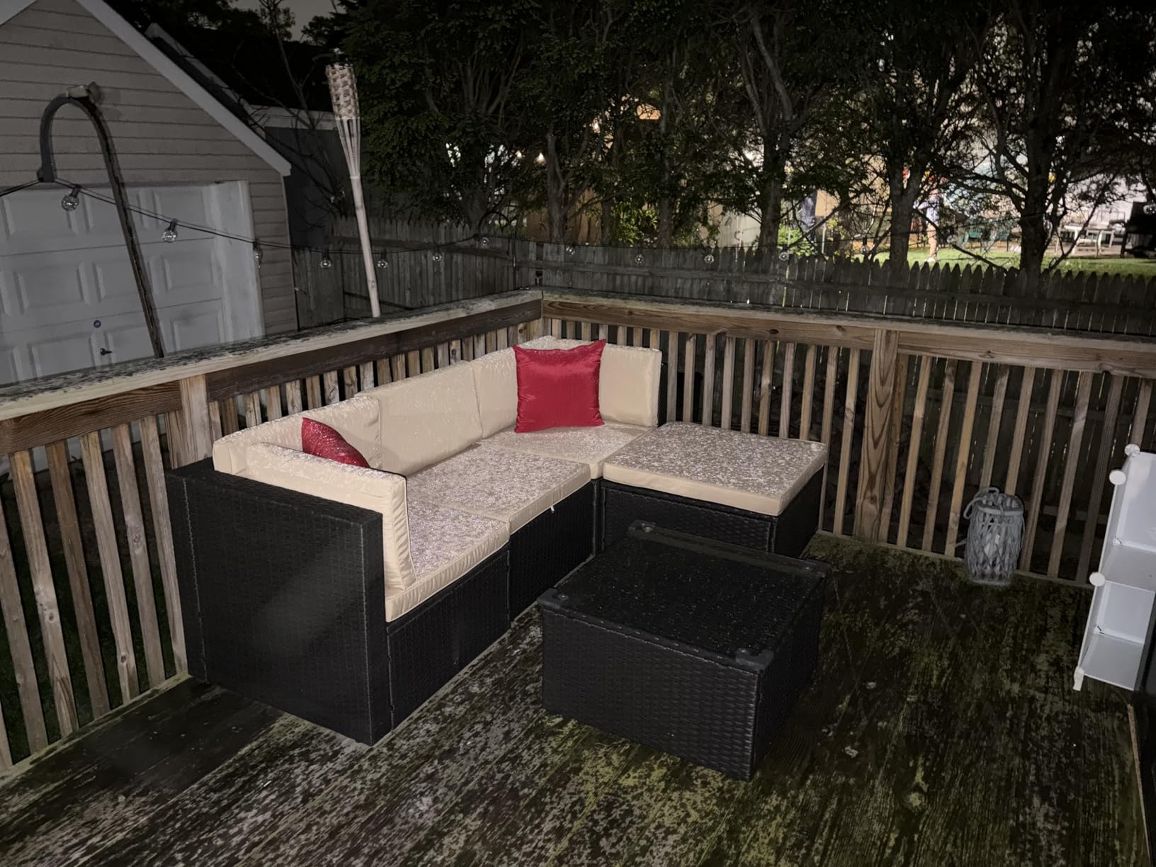 Devoko 5 Pieces Patio Furniture Sets Outdoor Sectional Patio Sofa | All Weather Manual Weaving Wicker Rattan Patio Seating Sofas with Cushion and Glass Table (Beige) customer photo 1