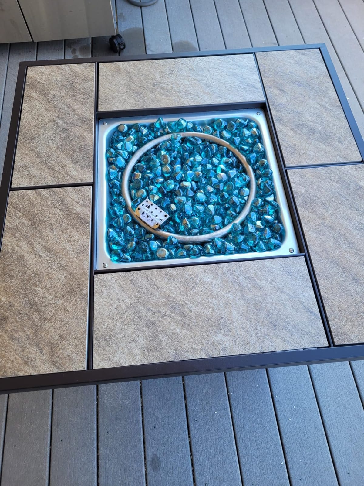 BALI OUTDOORS Propane Gas Fire Pit Table | 32 inch 50,000 BTU Square Gas Firepits for Outside, Brown customer photo 2