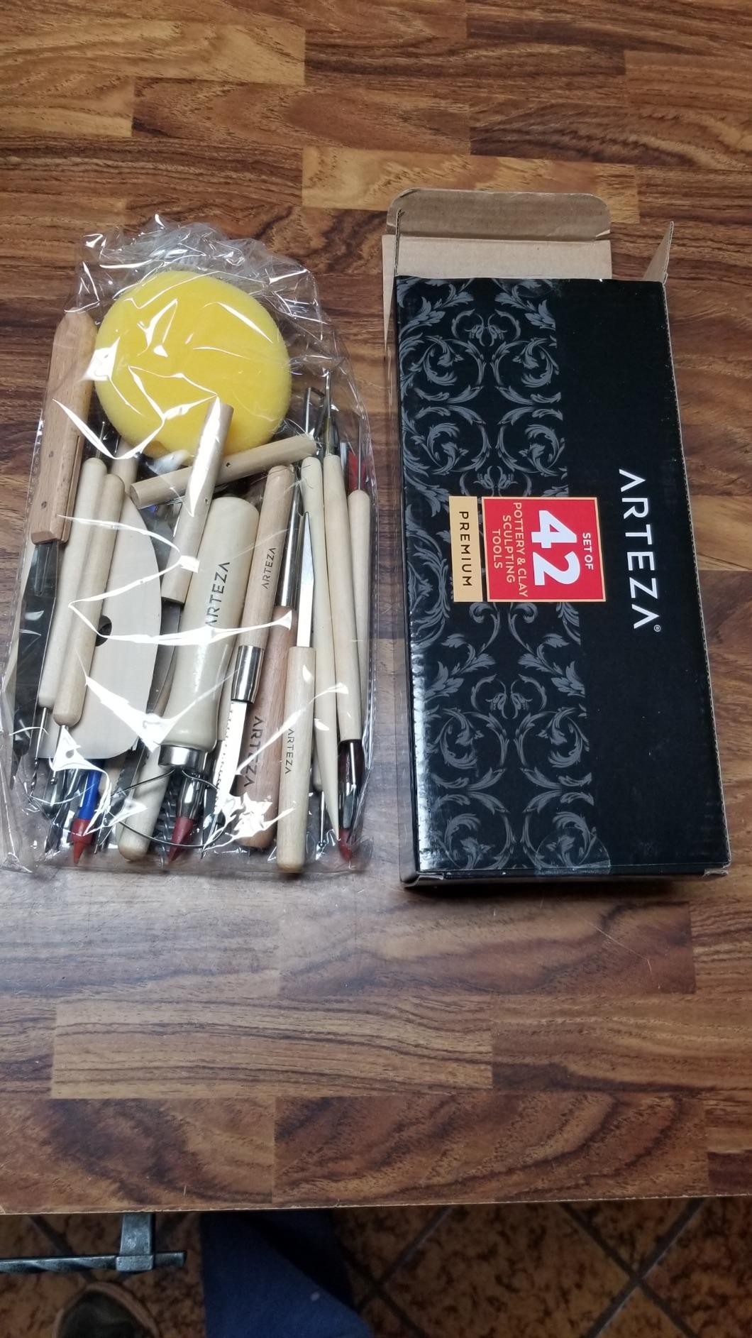 ARTEZA Pottery and Sculpting Tools, 22-Piece Set for Modeling and Carving | Steel and Silicone Ends, Wooden Handles, Wheel Cutter, Rolling Pin, Stylus and Ribbon Tools, For Wet Clay and Ceramics customer photo 2