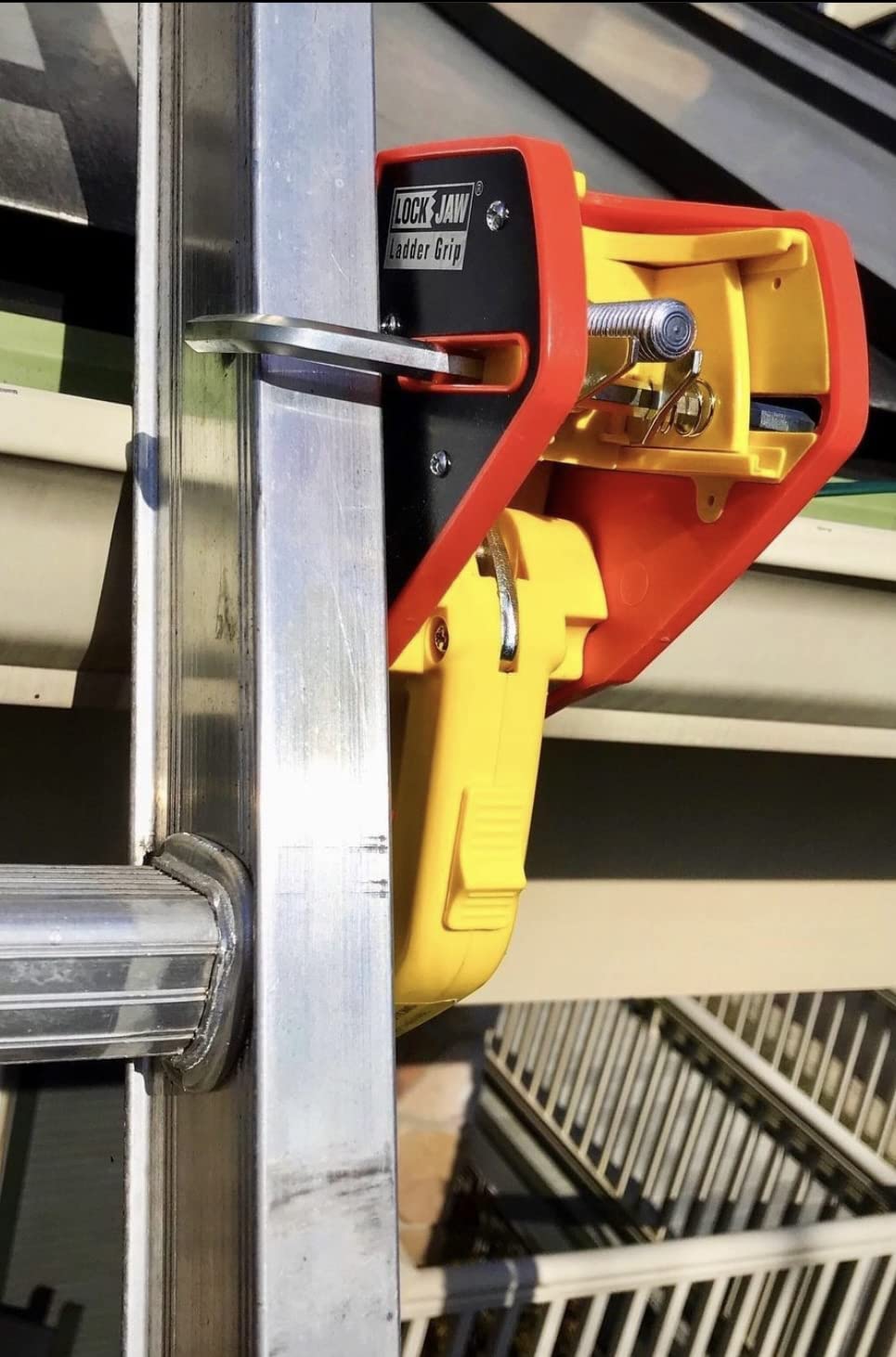 Lock Jaw Roof Ladder Stabilizer Hook for Gutter - Standoff in 5 Seconds with Slide-Lock Security - Prevent Aluminum Ladders Top Movement & Falls customer photo 2