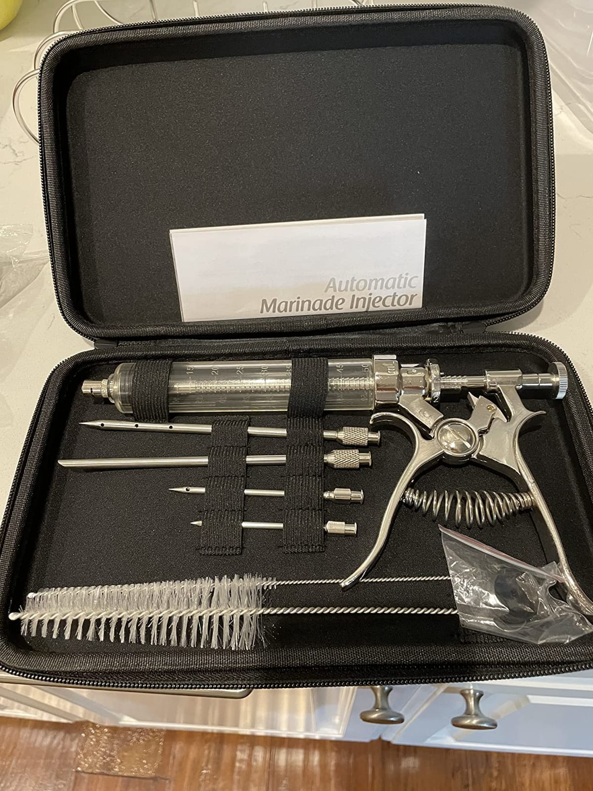 Professional Automatic BBQ Meat Marinade Injector Gun Kit with Case, 2 oz Large Capacity Barrel and 4 Commercial Grade Marinade Needles customer photo 2