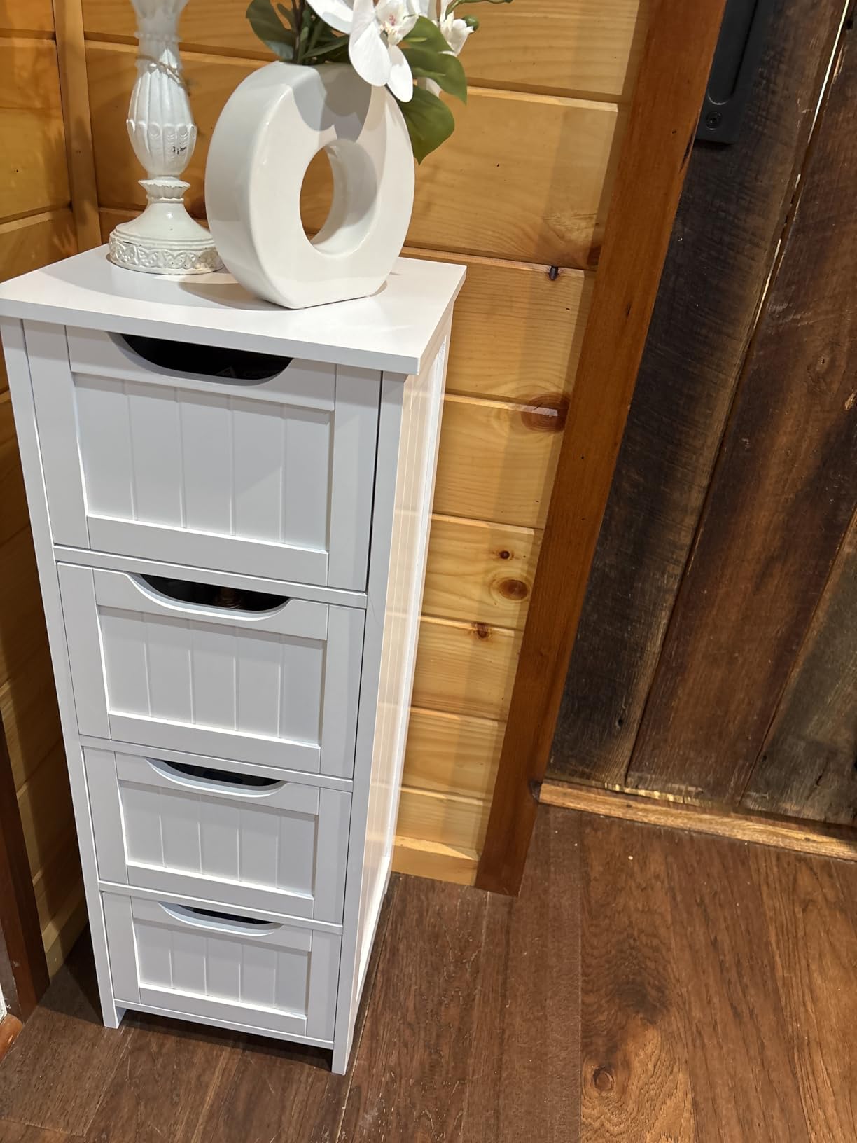 Yaheetech Bathroom Floor Cabinet, Wooden Side Storage Organizer, 4 Drawers Free-Standing Cabinet for Bathroom/Hallway/Living Room, White customer photo 2