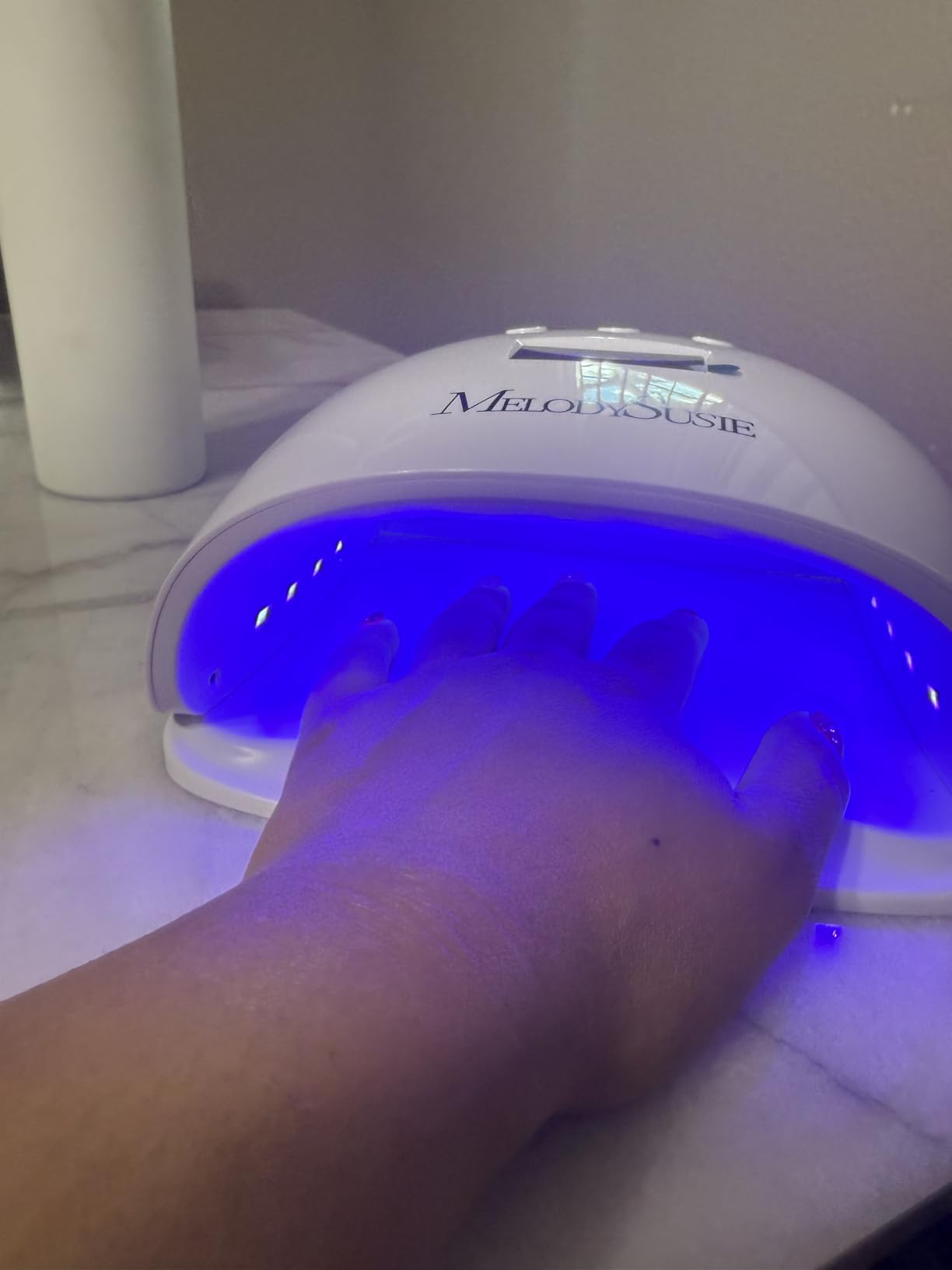MelodySusie Detachable Base UV/LED Nail Lamp P-Plus30I for Hard Gel, 54W, 3 Timer Settings, Smart Sensor, LCD Display, 30 UV/LED Beads, Rhinestone Glue, Solid Nail Glue Gel, Liner Gel, White customer photo 1