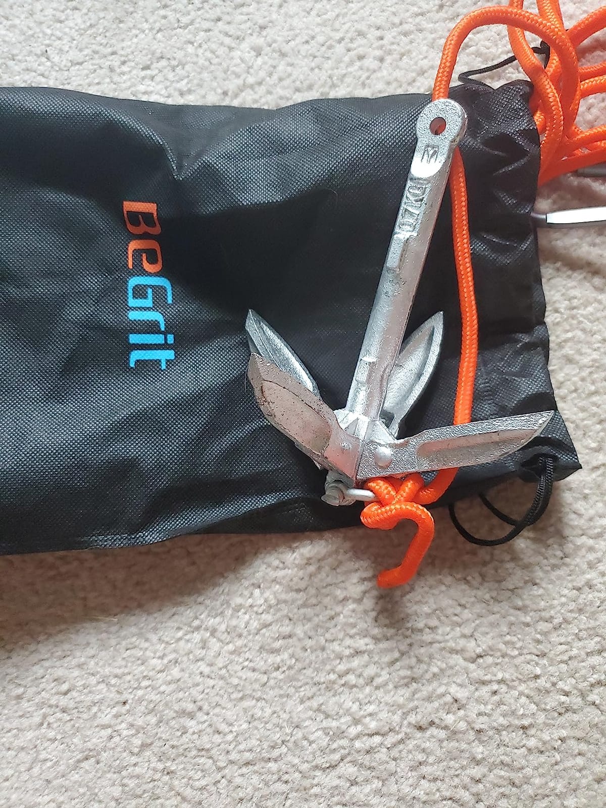 BeGrit Small Kayak Anchor w/Rope, Folding Marine Anchor for Paddle Board | Lightweight folding anchor with 4-fluke grapple, rust-proof steel, 32.8ft rope & bag. For kayaks, paddle boards & small boat customer photo 2