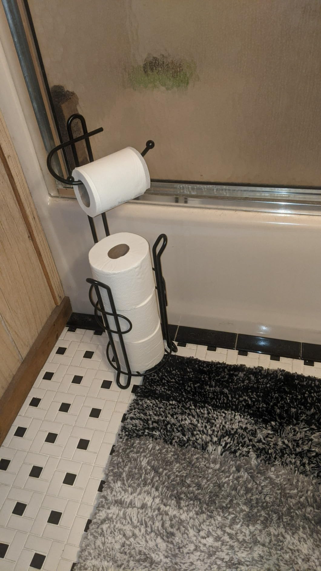 SunnyPoint Freestanding Toilet Paper Holder with Storage - Holds 3 Spare Rolls, Heavy-Duty Steel, Oil Bronze Finish, Easy Assembly, Space-Saving Bathroom Organizer customer photo 2