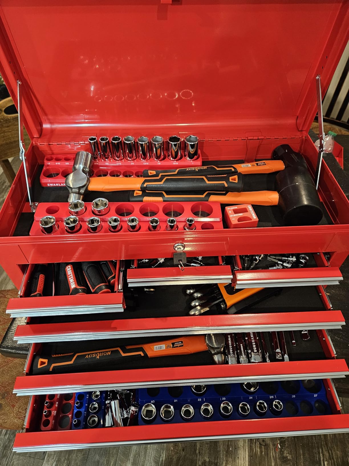 HORUSDY 5-Piece Hammer Set, 16oz and 32oz Ball Pein Hammers, 32oz Rubber Mallet, 3lb Sledge, 3lb Cross Peen Hammer customer photo 1