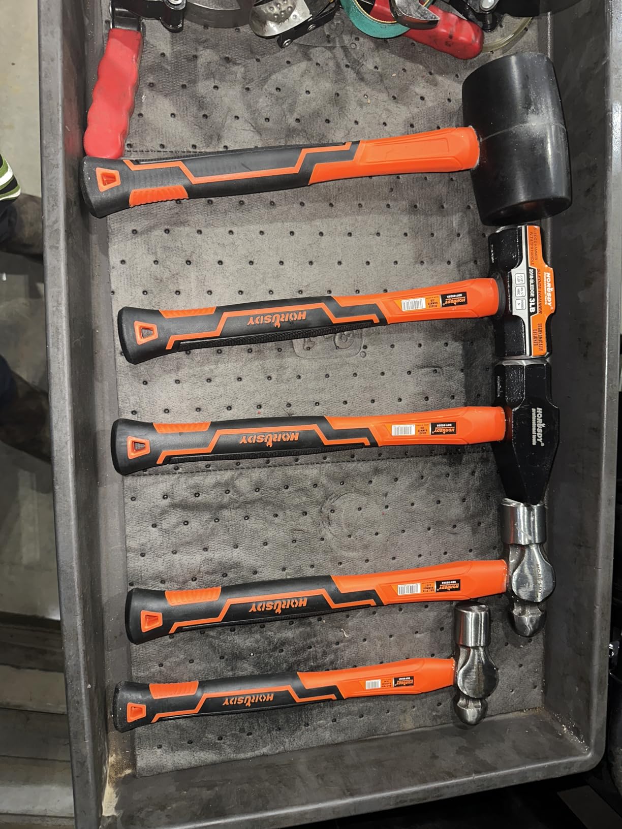 HORUSDY 5-Piece Hammer Set, 16oz and 32oz Ball Pein Hammers, 32oz Rubber Mallet, 3lb Sledge, 3lb Cross Peen Hammer customer photo 2