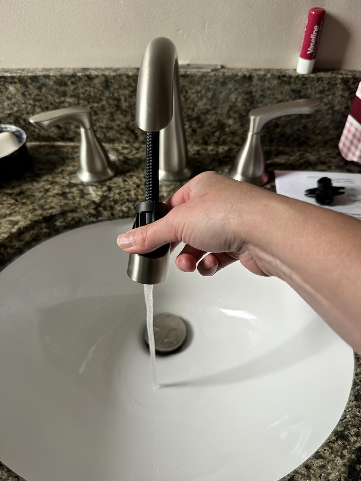 Delta Broadmoor Brushed Nickel Bathroom Faucet with Sprayer, 8 Inch 3 Hole Widespread Bathroom Sink Faucet with Pull Out Sprayer, Push-Pop Drain, SpotShield Stainless 35765LF-SPPD customer photo 2