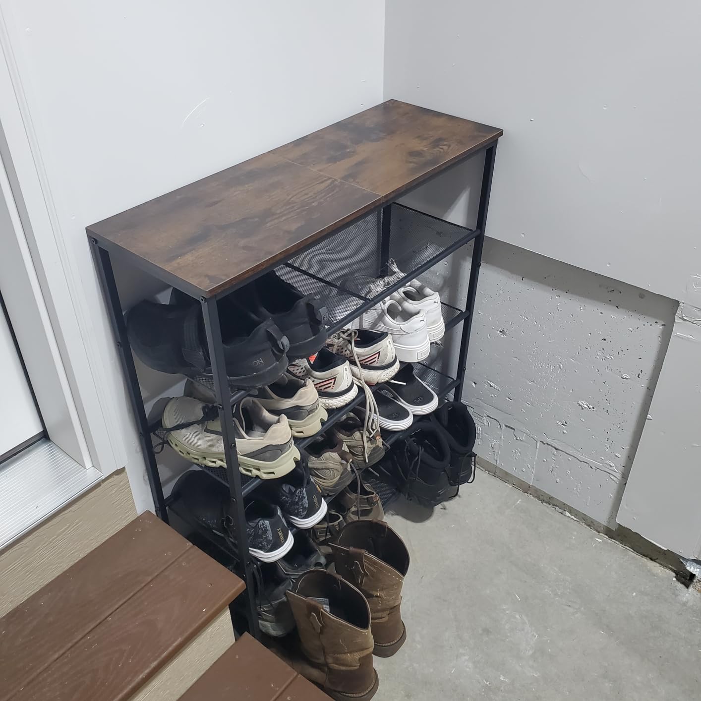 VASAGLE 5-Tier Shoe Rack, 16-20 Pairs, Metal Mesh | Shoe Storage Organizer for Entryway Hallway Closet, Large Surface for Bags, Industrial, Rustic Brown and Black, ULBS15BX customer photo 2
