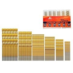 INTOO Mini Drill Bit Set 60 Pcs + 12 Pcs Free High Speed Steel HSS Titanium Micro Drill Bits 3/64