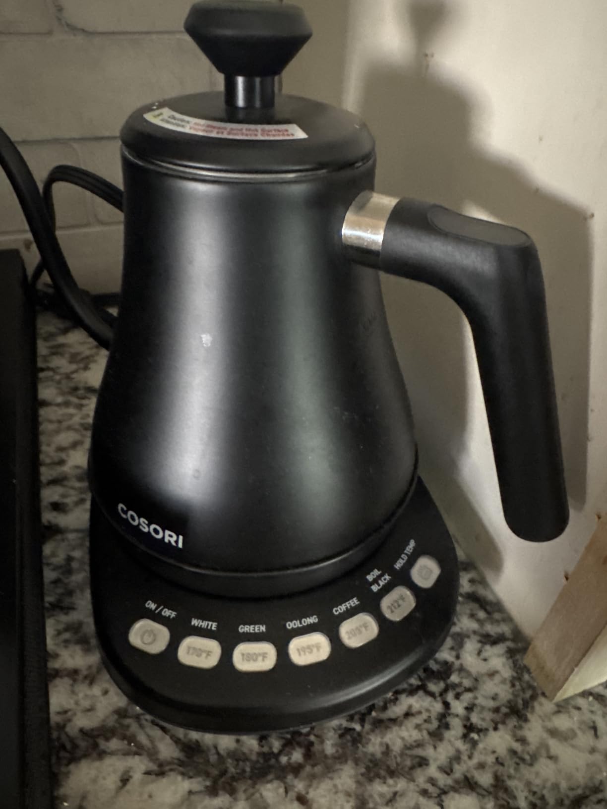 Cosori Gooseneck Electric Kettle with Temperature Control, 0.8L, Black customer photo 2