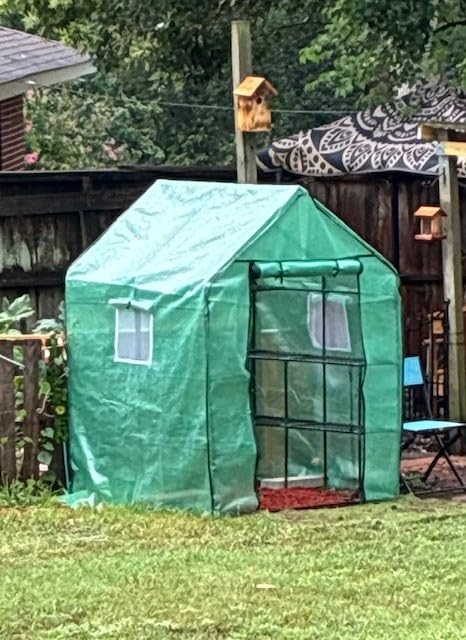 Ohuhu Greenhouse for Outdoors with Screen Windows, 57 x 57 x 76'' Walk in Plant Greenhouses Heavy Duty with Durable PE Cover, 3 Tiers 12 Shelves Stands Plastic Portable Green House with Shelf Clips customer photo 1