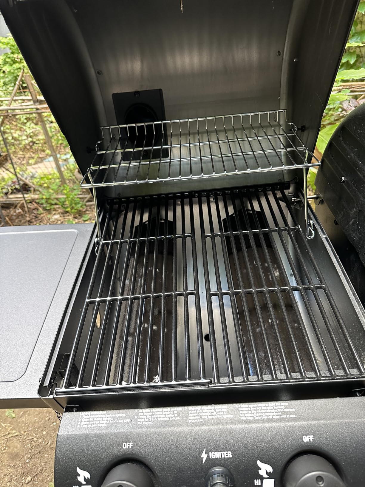 Char-Griller Dual-Function 2-Burner 24,000 BTU Propane Gas and Charcoal Combination Grill and Smoker with 870 Cooking Square Inches in Black, Model E5030 customer photo 2