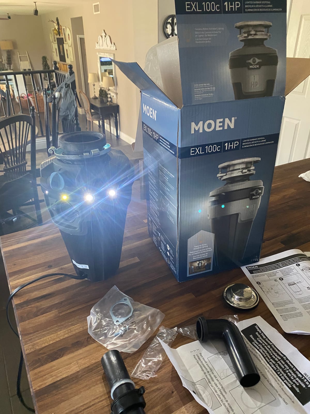 Moen Chef Series 1 HP Continuous Feed Lighted Garbage Disposal with Sound Reduction for Under Sink, Power Cord Included, EXL100C customer photo 2