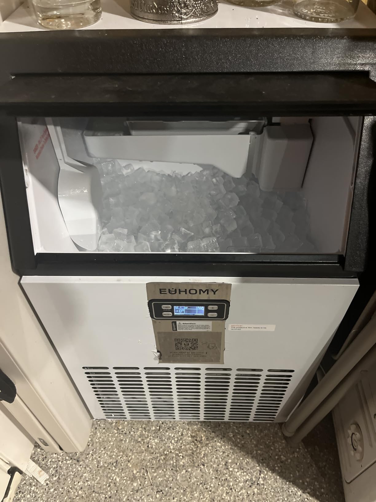EUHOMY Commercial Ice Maker Machine, 100lbs/24H Stainless Steel Under Counter Ice Machine with 33lbs Ice Storage Capacity, Freestanding Ice Maker customer photo 1