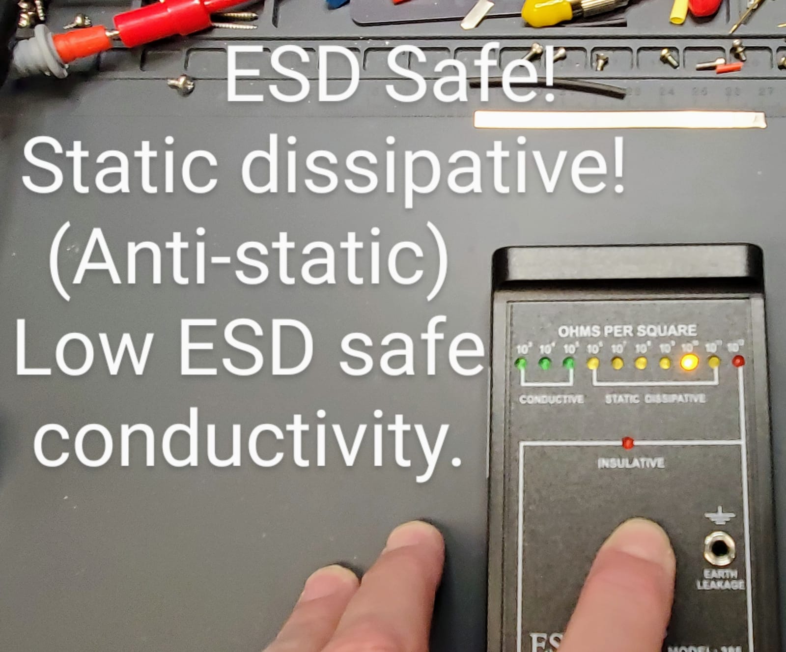 Anti-Static Mat ESD Safe for Electronic Includes ESD Wristband and Grounding Wire, HPFIX Silicone Soldering Repair Mat 932°F Heat Resistant for iPhone iPad iMac, Laptop, Computer, 15.9