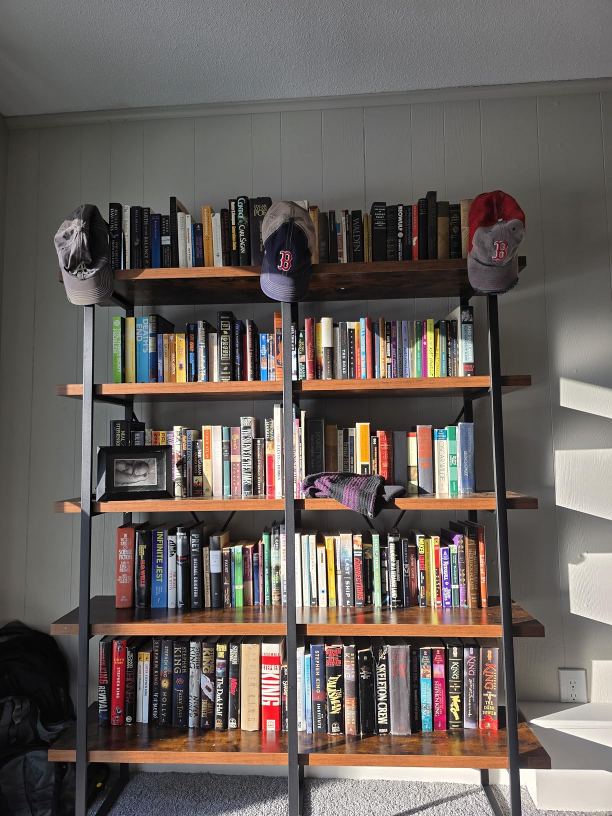 IRONCK Industrial Bookshelf and Bookcase Double Wide 5 Tier, Large Open Shelves, Wood and Metal Bookshelves for Home Office Furniture, Easy Assembly customer photo 1
