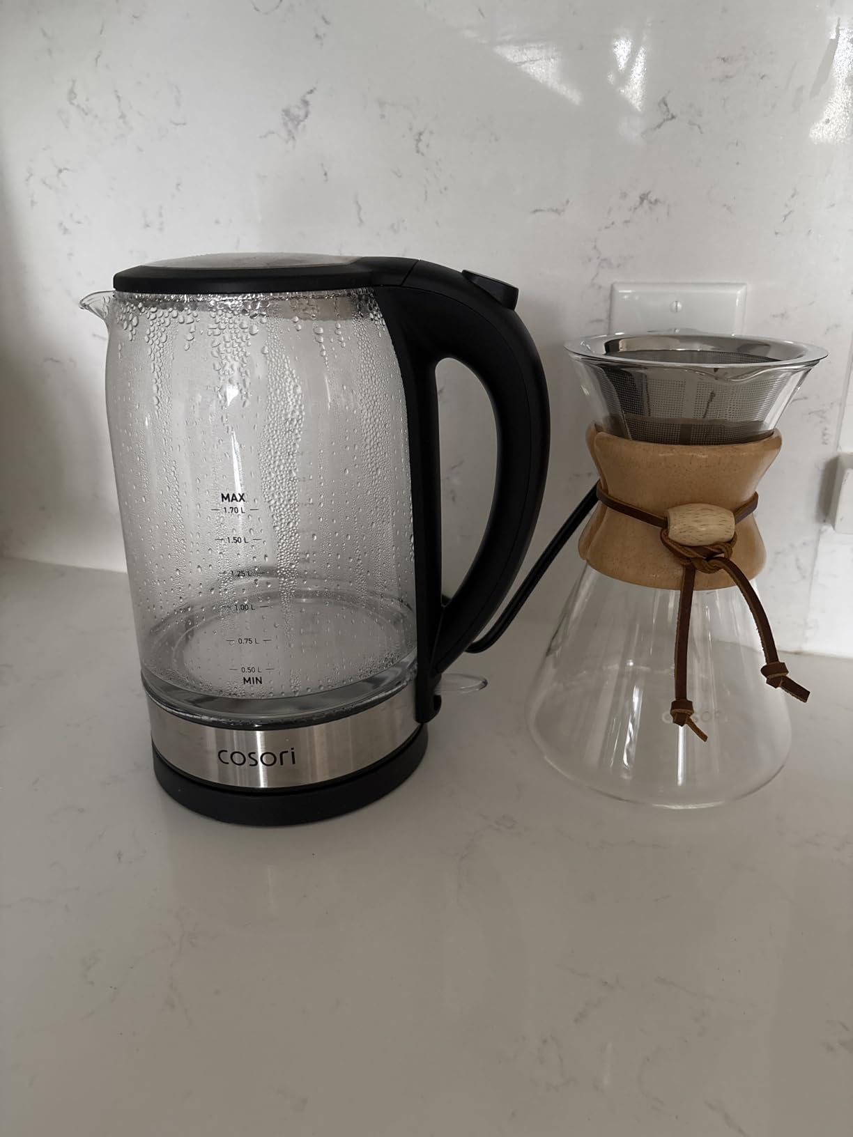 Cosori Pour Over Coffee Maker, Double Layer Stainless Steel Filter, 8cup | Drip Coffee Maker, Coffee Dripper Brewer, High Heat Resistant Carafe, also for Camping, Hiking, 34oz customer photo 1
