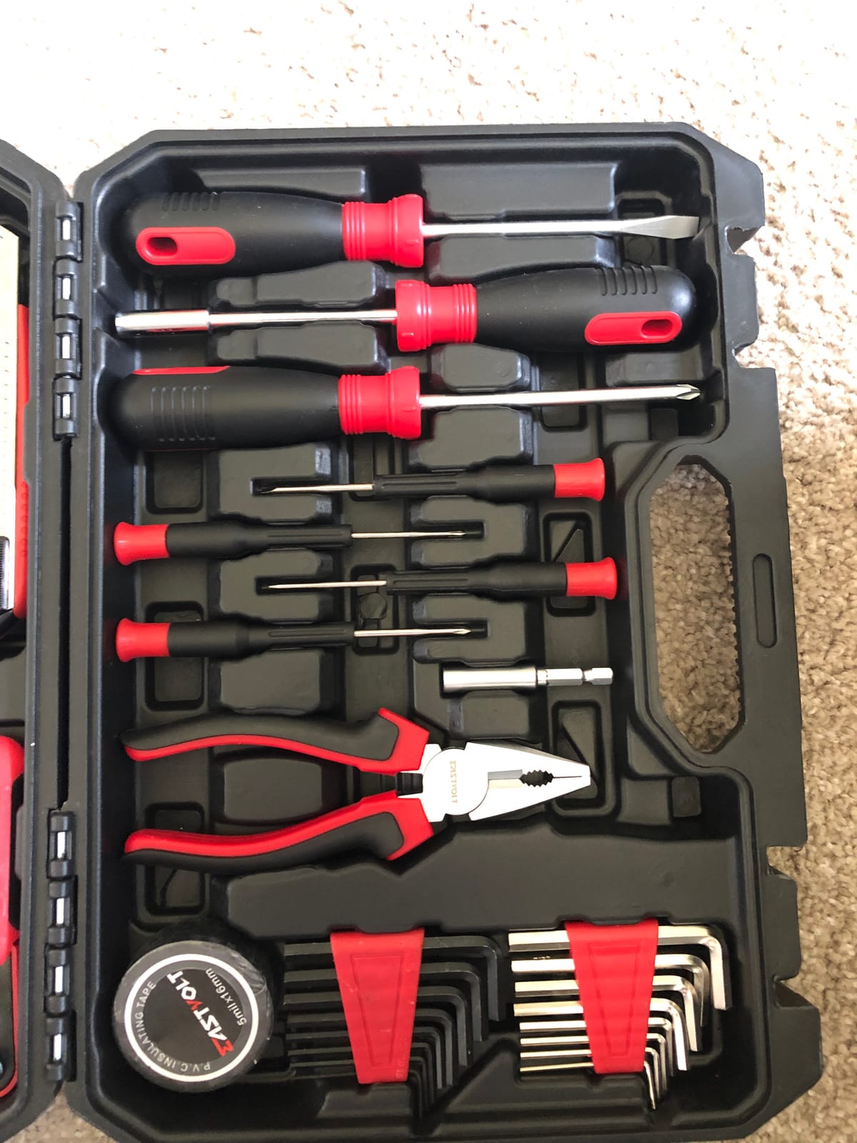 Eastvolt 128-Piece Home Repair Tool Set, Tool Sets for Homeowners, General Household Hand Tool Set with Storage Toolbox, EVHT12801, Black + Red (ASK01) customer photo 1