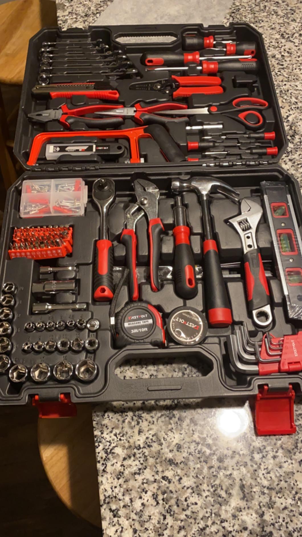 Eastvolt 128-Piece Home Repair Tool Set, Tool Sets for Homeowners, General Household Hand Tool Set with Storage Toolbox, EVHT12801, Black + Red (ASK01) customer photo 2