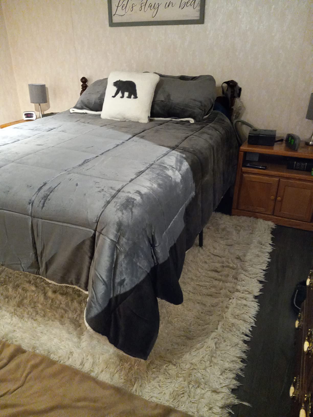 Woolrich Soft Plush Sherpa Reversible Queen Comforter Set, Brown & Ivory 4PC | Down Alternative, Oversized Bedding Set with matching shams, End to end box quilting, Dual-side Design, OEKO-TEX certified customer photo 1