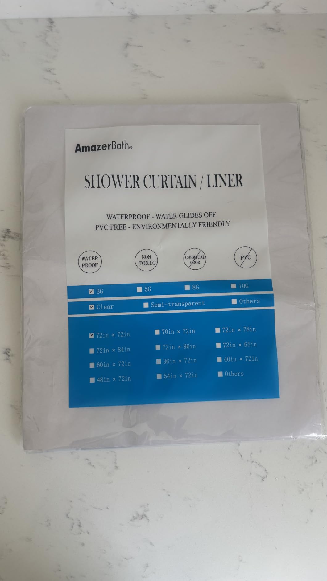 AmazerBath Shower Curtain Liner, 72x72 Clear Shower Curtain Liner, Waterproof Plastic Shower Liner, Cute Lightweight PEVA Shower Curtain for Bathroom with 3 Magnets and 12 Rustproof Metal Grommets customer photo 2