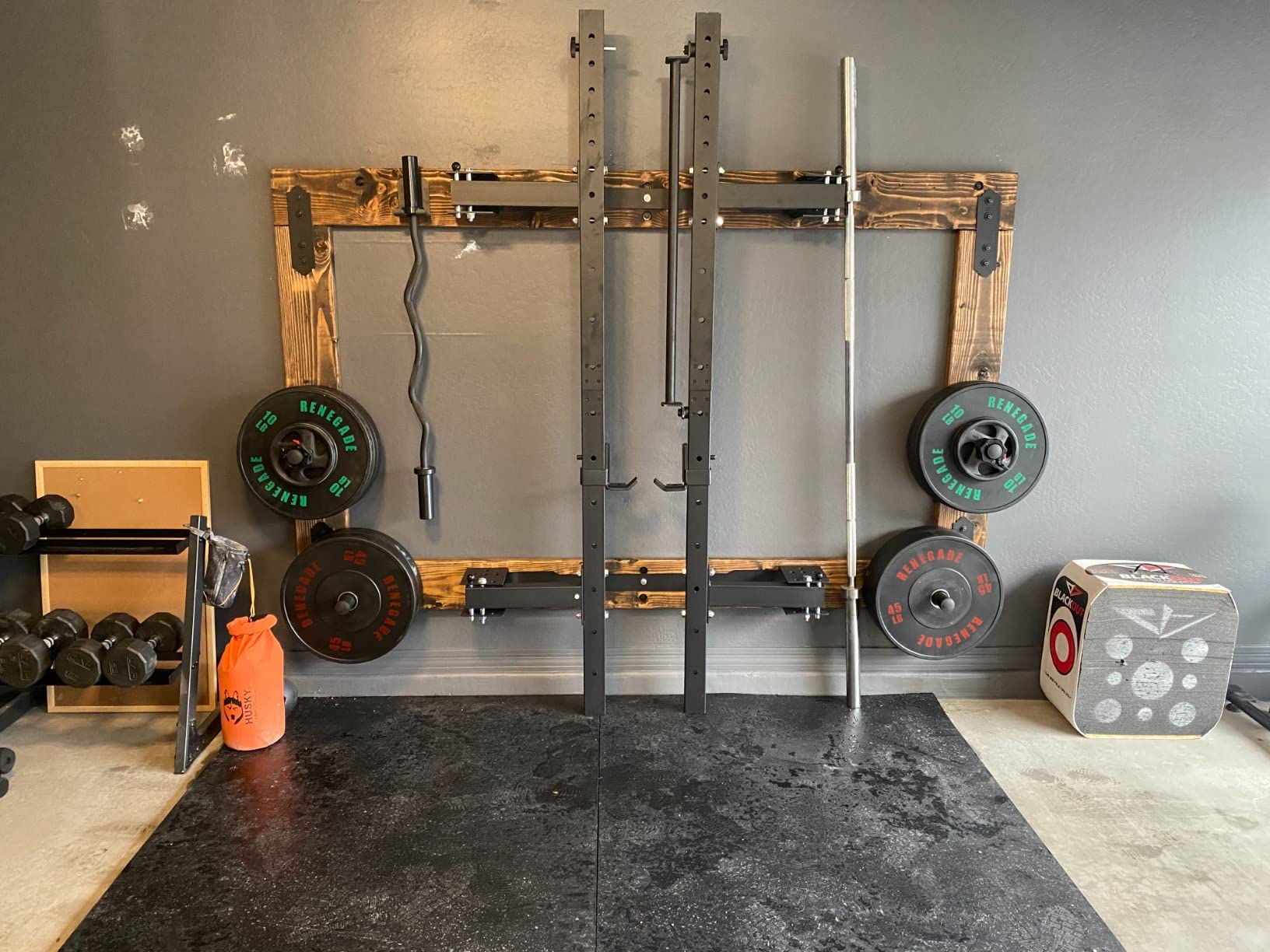 PRx Performance Wall Mounted Folding Power Squat Rack - Heavy Duty Adjustable Pull Up Bar, Space Saving Home Gym Equipment with Durable J-Cups, Ideal for Weight Lifting and Strength Training - Black customer photo 2