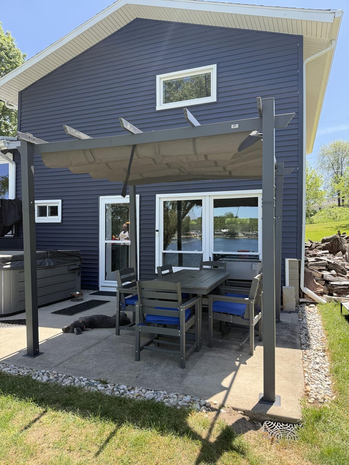PURPLE LEAF 10' X 10' Outdoor Retractable Pergola with Sun Shade Canopy Patio Metal Shelter for Garden Porch Beach Pavilion Grill Gazebo Modern Yard Grape Trellis Pergola, Beige customer photo 1