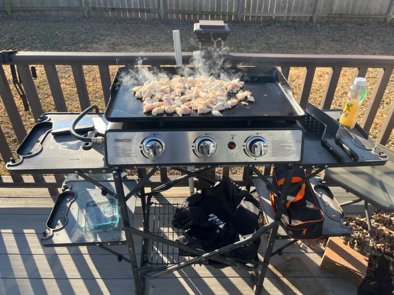 Royal Gourmet PD1301R 3-Burner Tabletop Propane Gas Griddle with Cover | 24 Inch Portable Griddle, Red | 25,500 BTUs Output, 319 sq. in. cooking area | for Outdoor Cooking, Camping or Tailgating customer photo 2