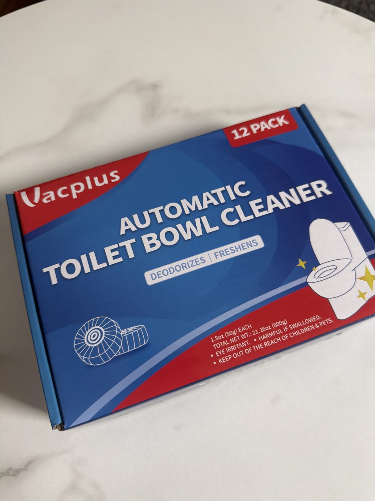 Vacplus Toilet Bowl Cleaner Tablets, 12 Pack, Auto Cleaning, Long-Lasting | Bathroom Tank, Prevent Stains, Deodorizing, Easy Use customer photo 2