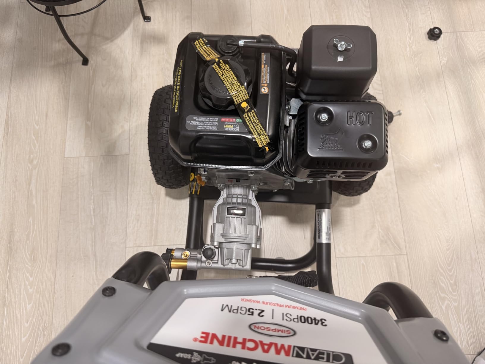 Simpson Clean Machine 3400 PSI Gas Pressure Washer, 2.5 GPM, CRX Engine, AAA Axial Cam Pump, 25' Hose, 5 Nozzles, Low-profile Frame, 49-State Compliant (CM61083) customer photo 2